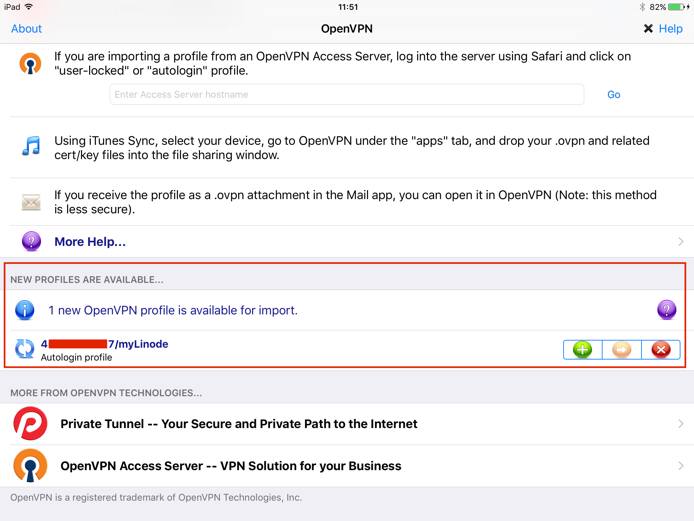 OpenVPN Connect import profile