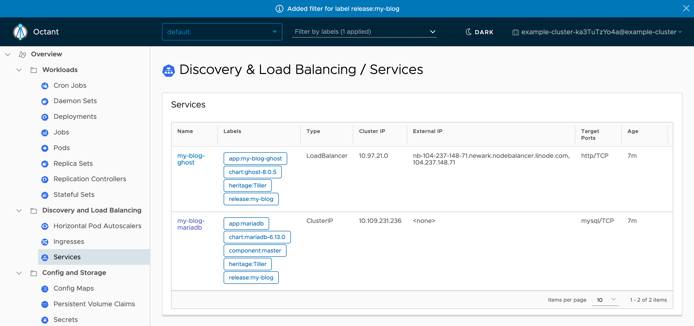 Octant Services View - release:my-blog