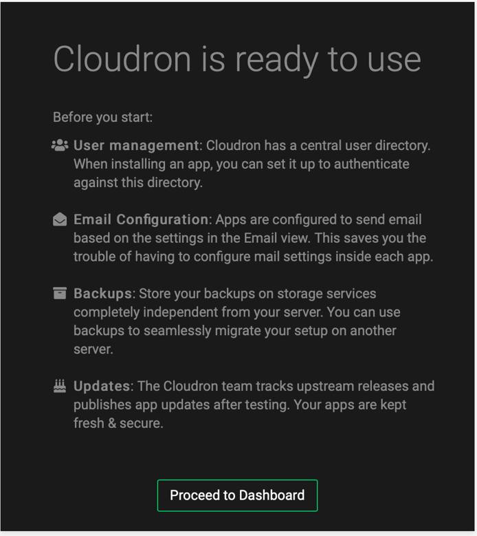 Cloudron Post-Setup Wizard