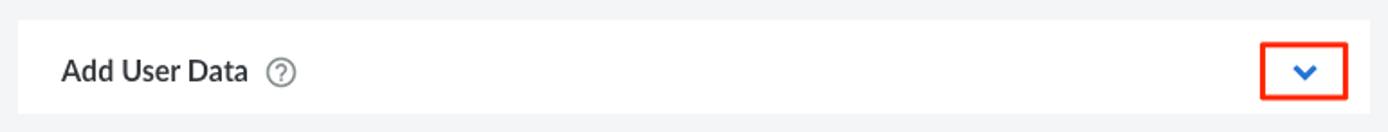 Screenshot of the Add User Data section in Cloud Manager